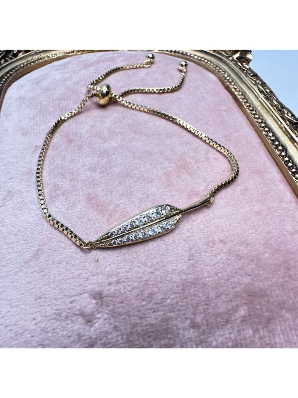 Park Lane Jewelry Gold Crystal Leaf Feather Bolo Bracelet NWOT Adjustable Slider - Picture 3 of 6